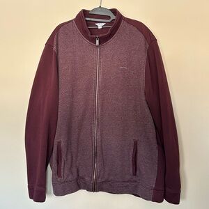Calvin Klein Men’s XXL Burgundy Textured Full Zip Sweater Jacket